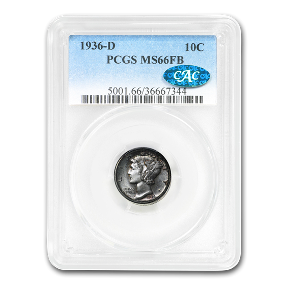 1936-D Mercury Dime MS-66 PCGS CAC (FB) 1936-D Mercury Dime MS-66 PCGS CAC (FB)
